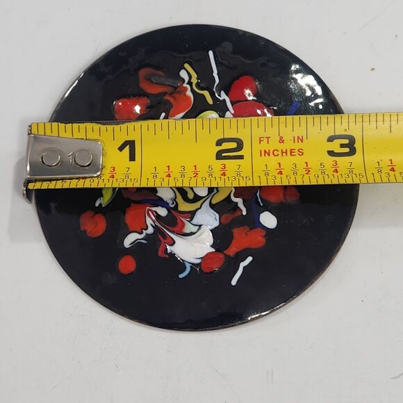 Large VTG Copper Enamel Brooch Pin Modernist Abstract Style Artist Made MCM - Picture 5 of 8